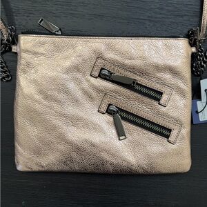 Rebecca Minkoff metallic rose gold crossbody purse